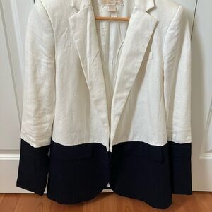 Michael Kors Two-Tone Women's Blazer - White with Black Trim
